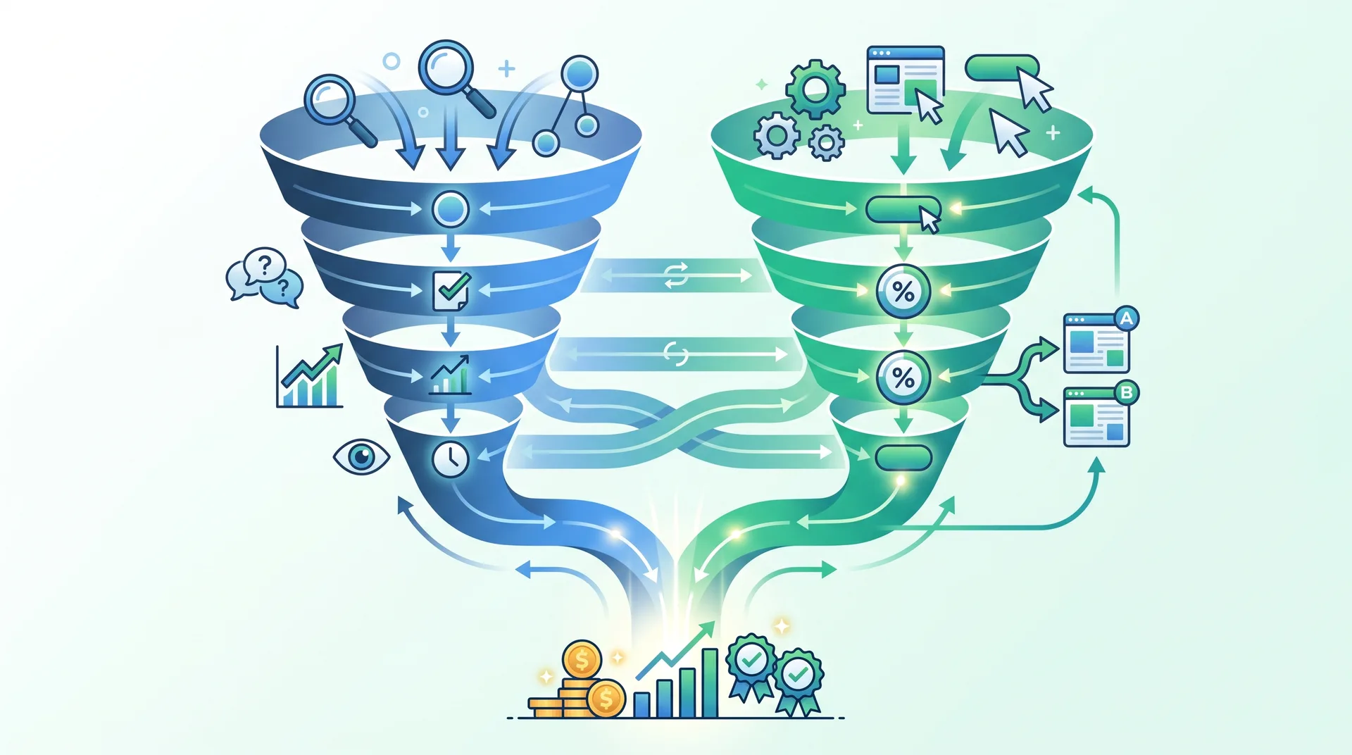 Content optimization funnel showing SEO and CRO alignment