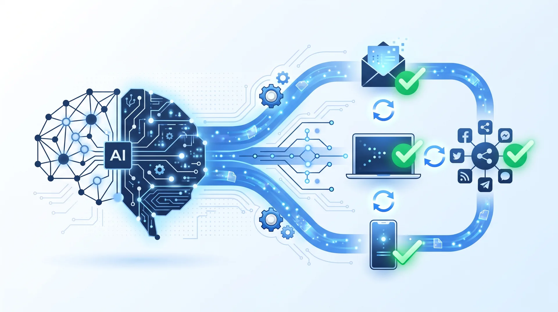 Flowchart showing how AI and automation integrate with brand recall framework to maintain consistency across touchpoints