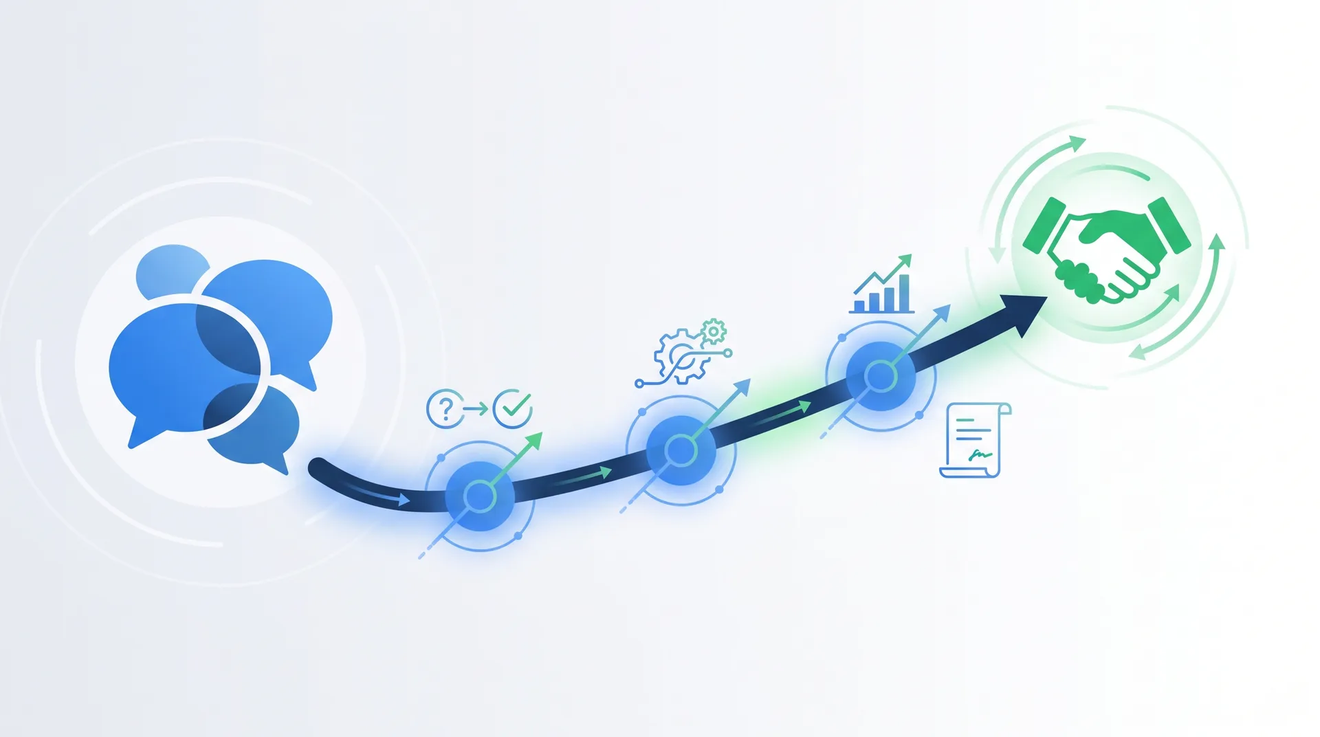 Sales conversation in progress with a confident sales professional guiding a prospect through the closing formula