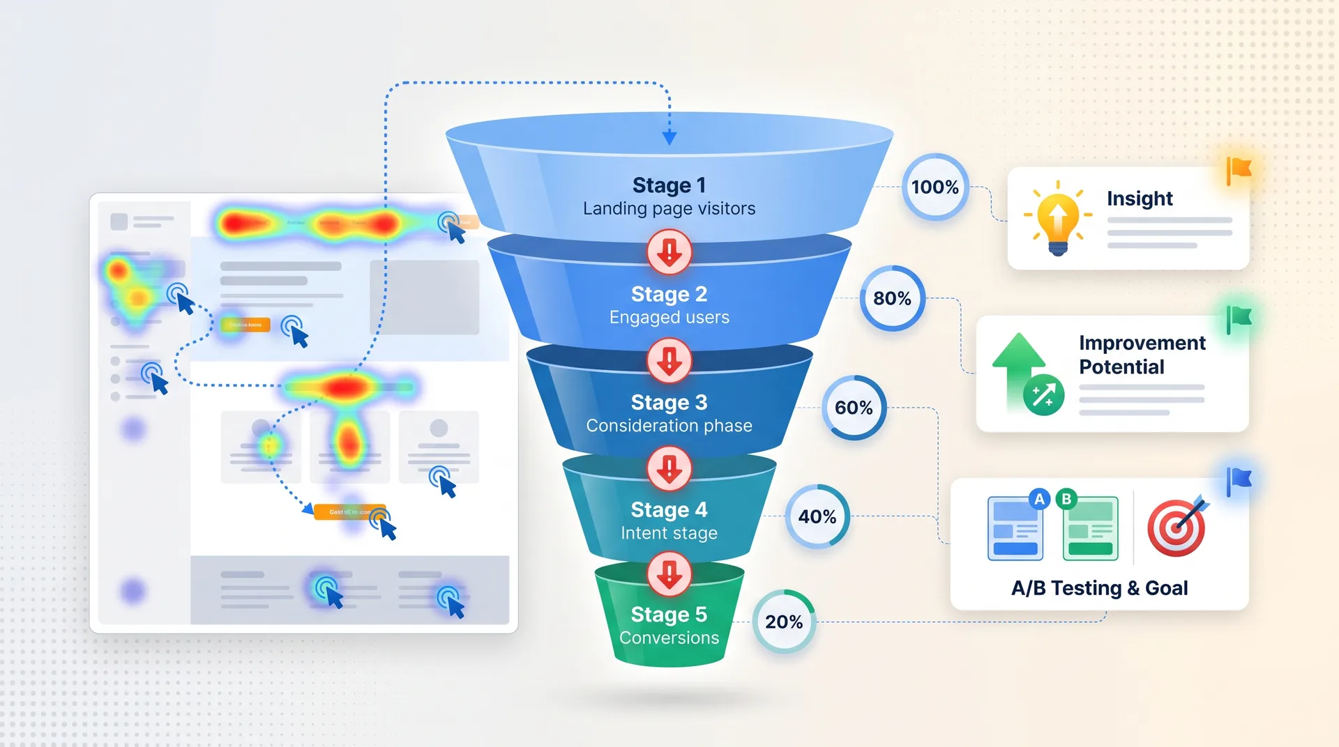 Conversion funnel analysis showing user drop-off points and optimization opportunities