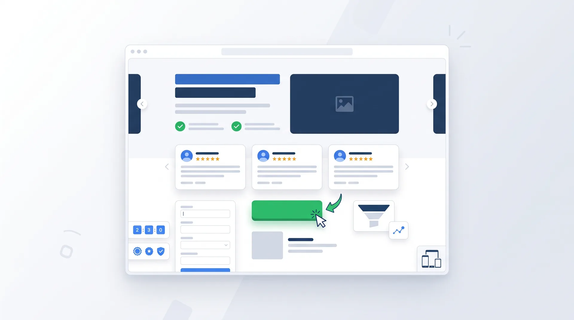 High-converting landing page layout with clear CTA and social proof elements