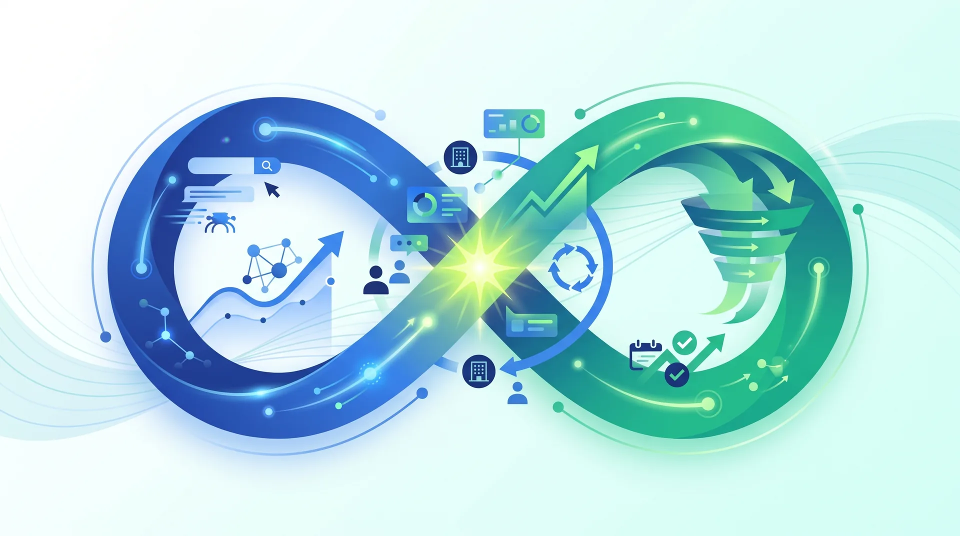 Integrated SEO and CRO framework showing how improvements to one area benefit the other