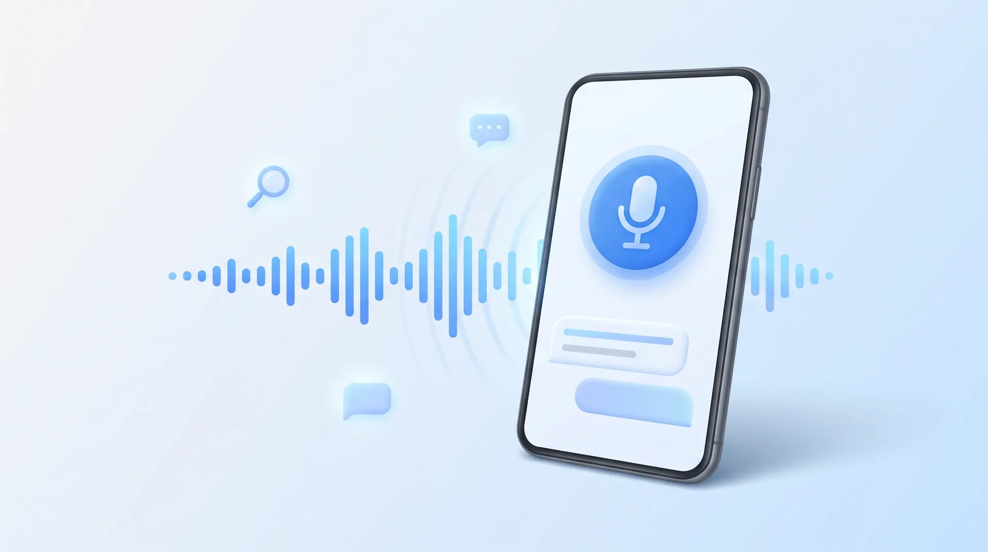 Voice search interface showing conversational query on smartphone