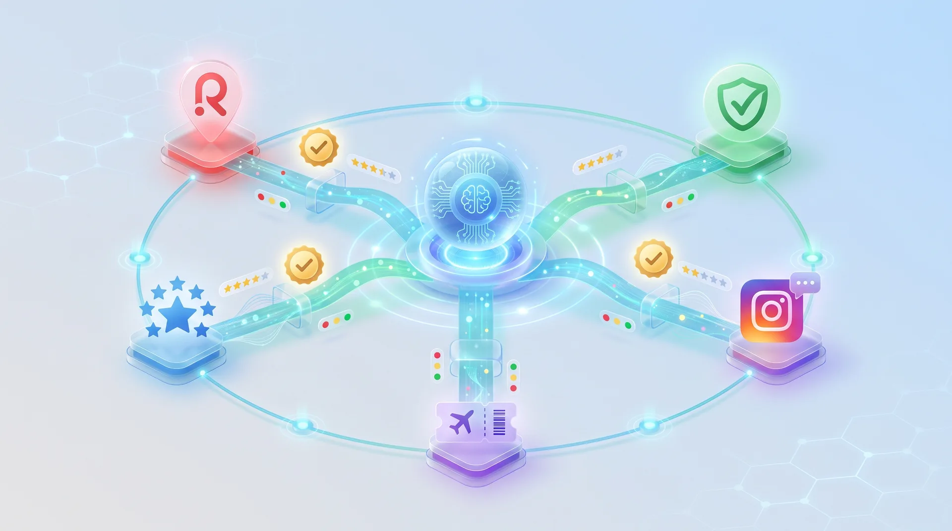 Multi-platform reputation signals for hotels across Google, TripAdvisor, and Yelp
