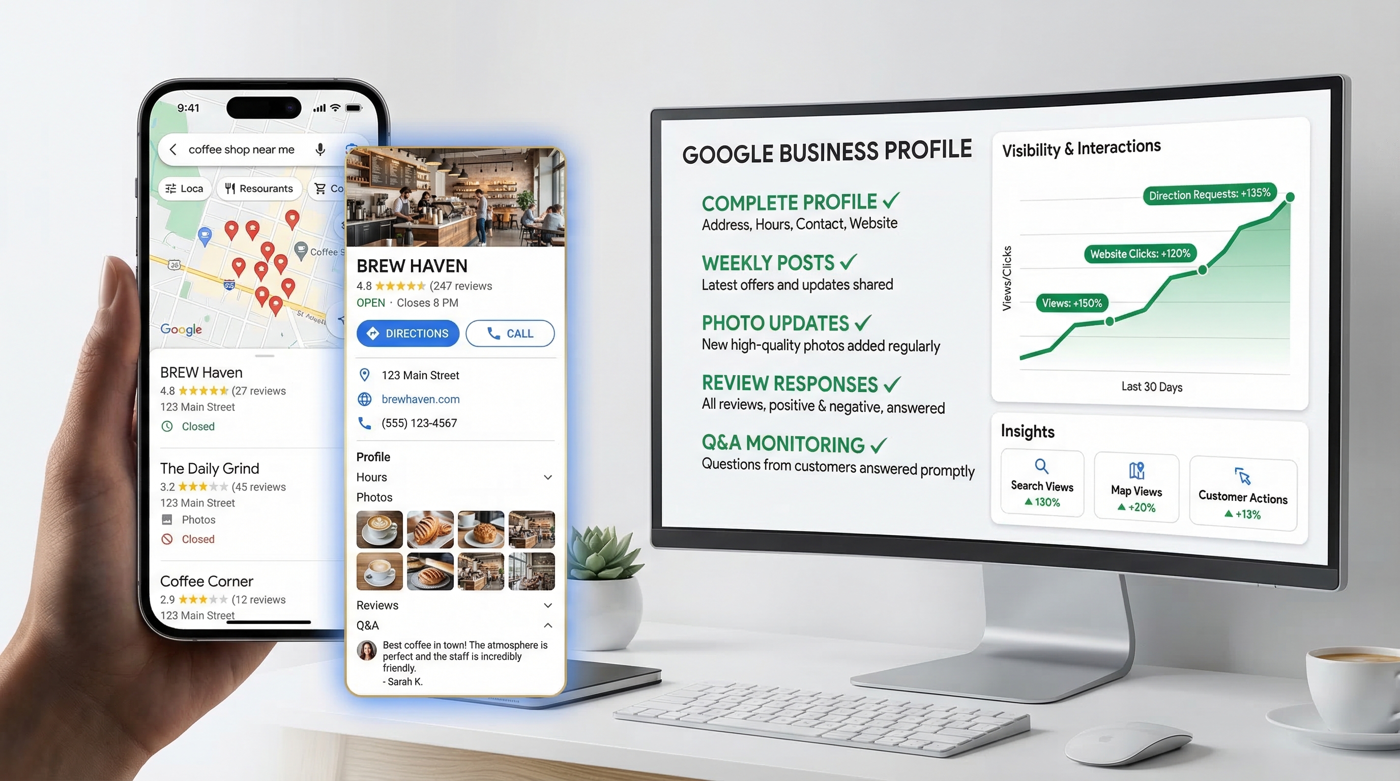 Google Business Profile optimization showing local search results