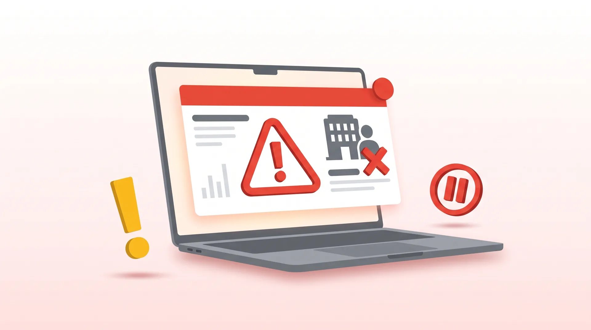 Google Business Profile suspension notification on a laptop screen